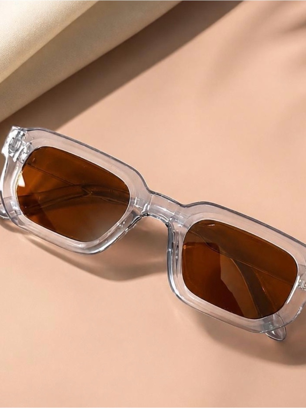 Clear Frame Sunglasses with Brown Lenses - Women's Fashion Accessory